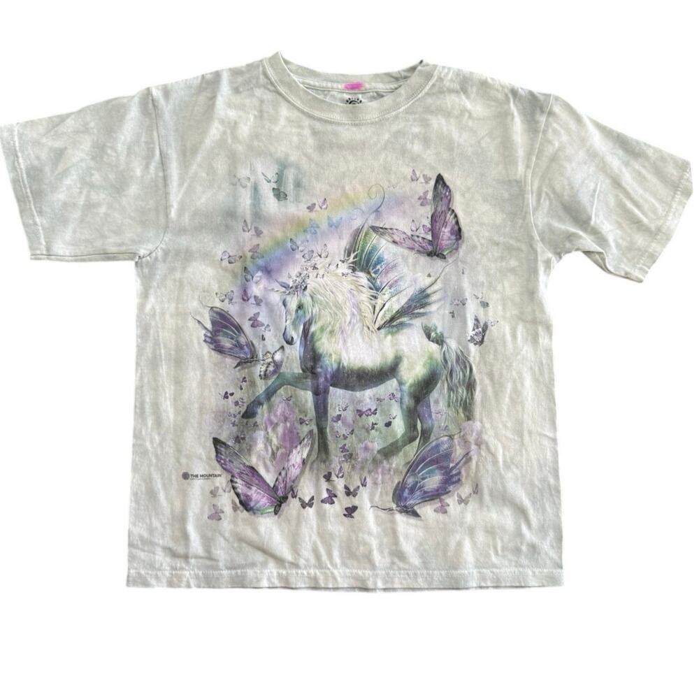 The Mountain Kid's Unicorn & Butterflies Crew Neck T-Shirt Size XL